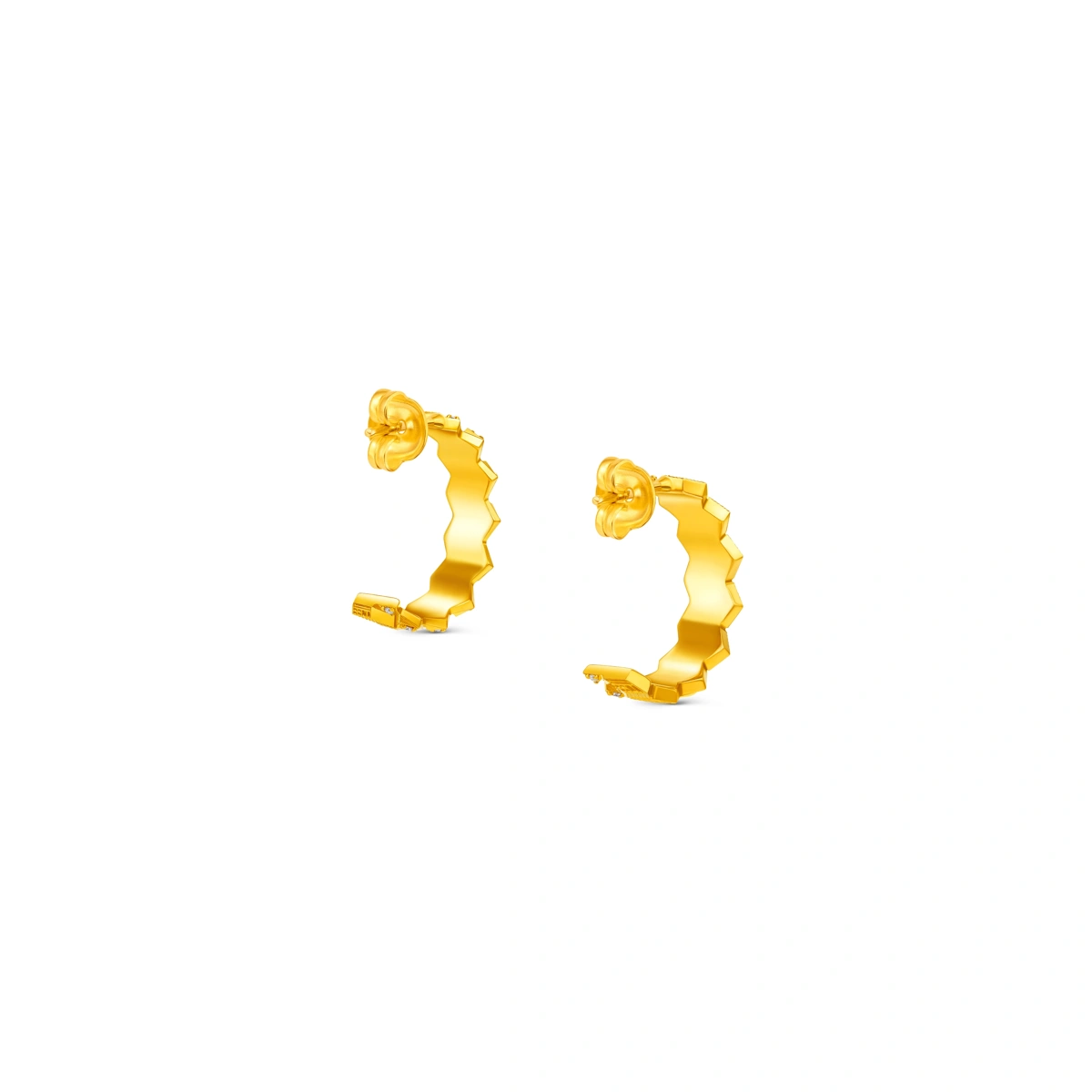 福字999足金鑲天然鑽石耳環