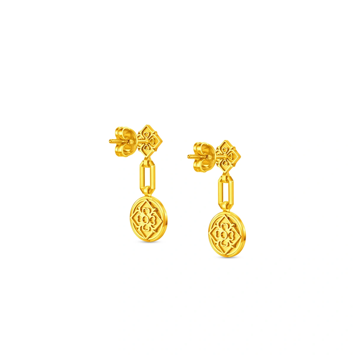 999足金鑲天然鑽石耳環