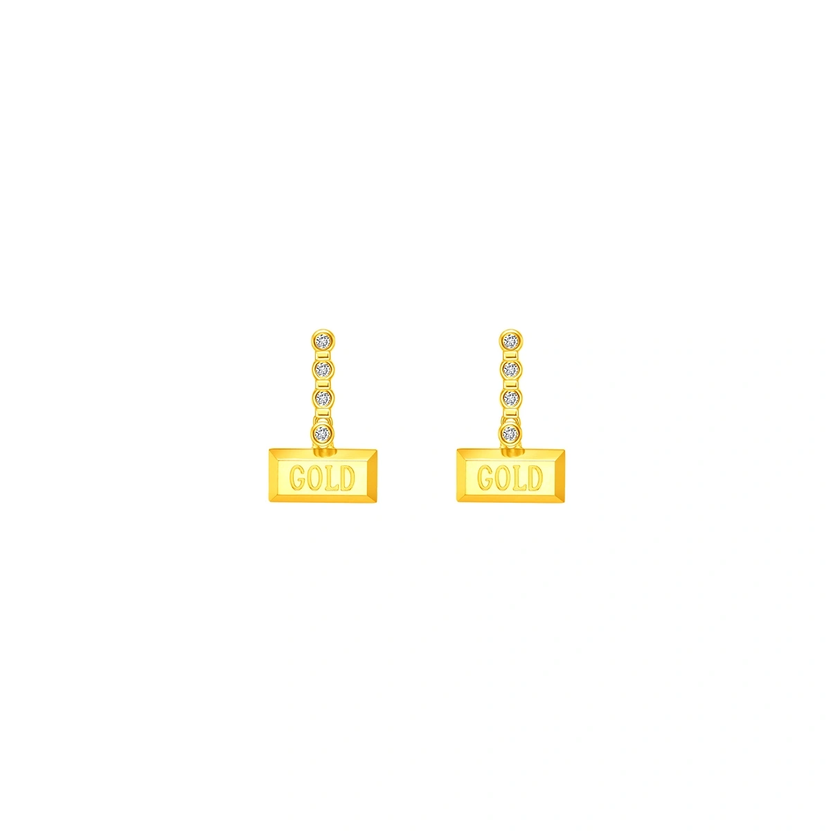 Gold Bar 999 Gold Diamond earrings