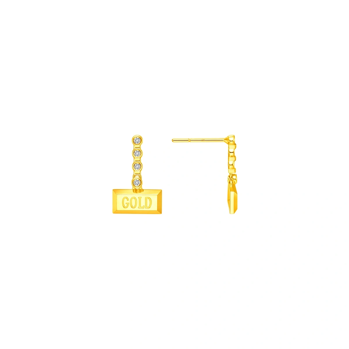 Gold Bar 999 Gold Diamond earrings