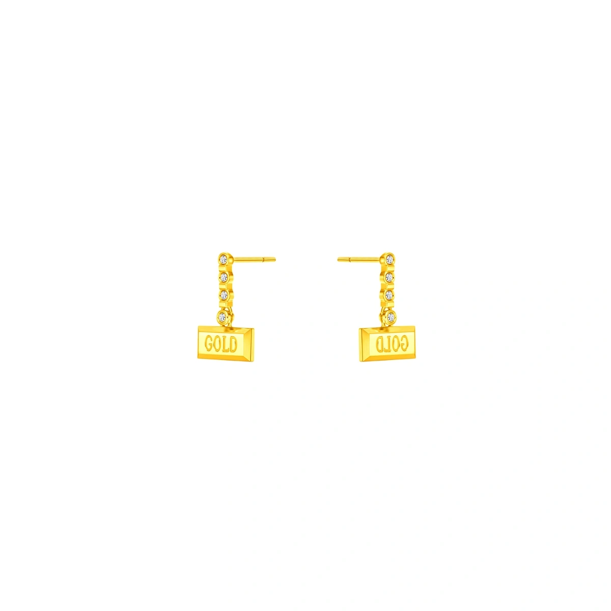 Gold Bar 999 Gold Diamond earrings