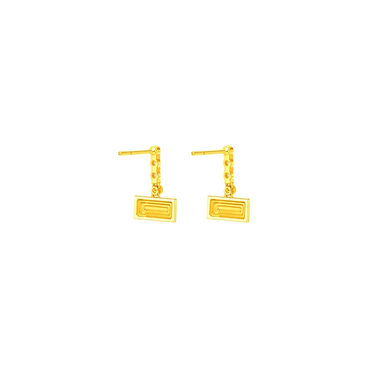 Gold Bar 999 Gold Diamond earrings