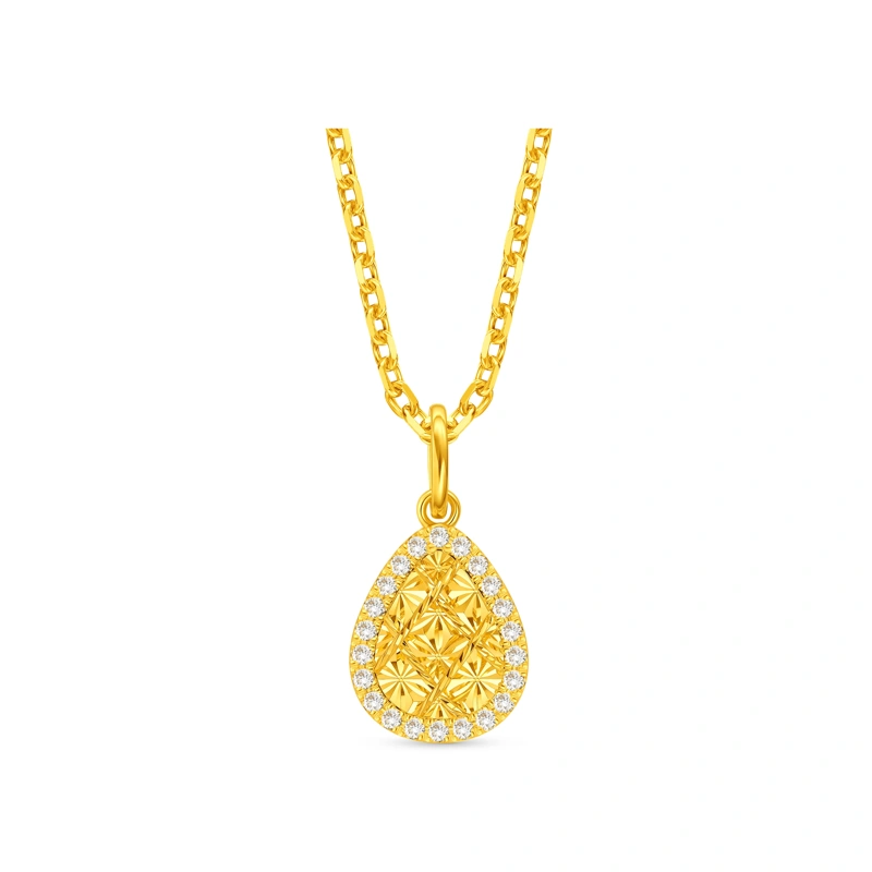 Teardrop Shaped 999 Gold Diamond pendant
