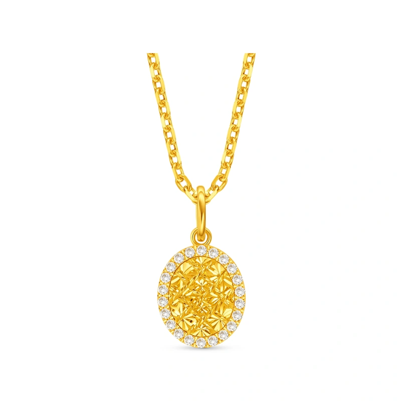 Oval 999 Gold Diamond pendant
