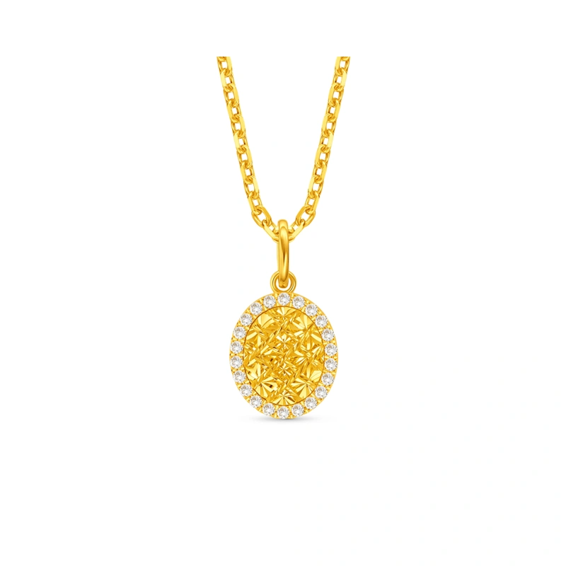 Oval 999 Gold Diamond pendant