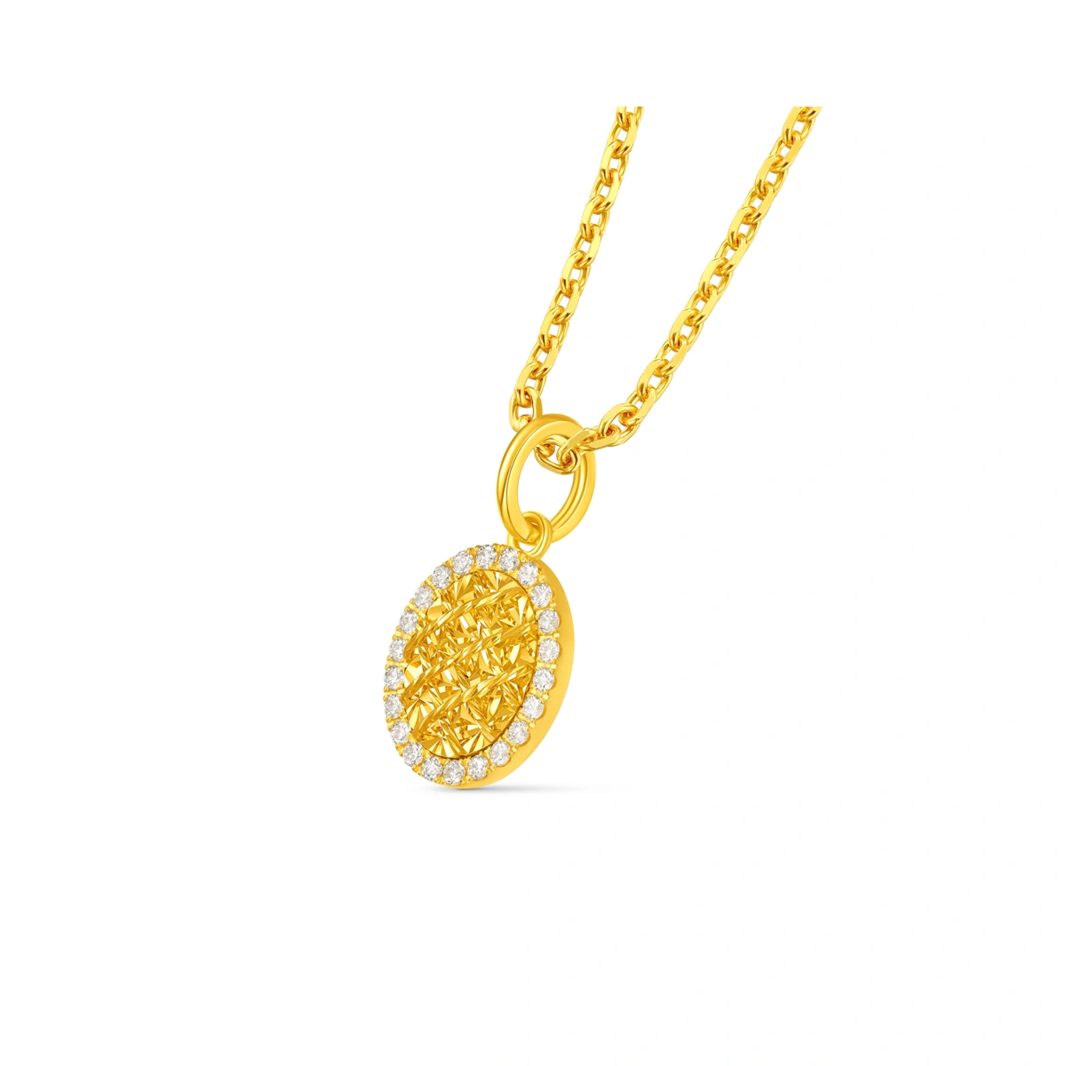 Oval 999 Gold Diamond pendant