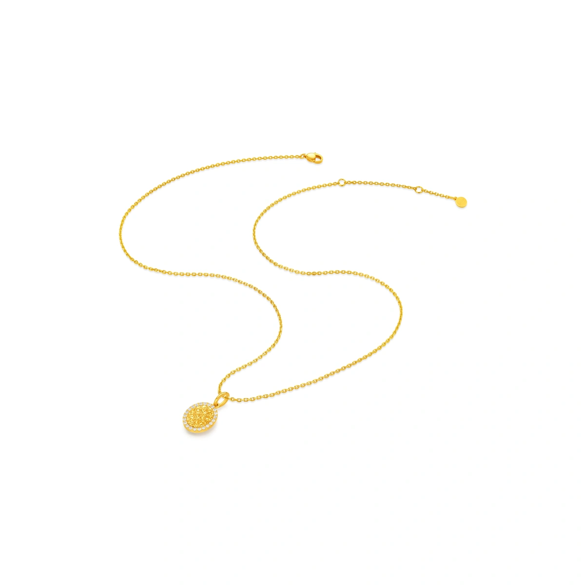 Oval 999 Gold Diamond pendant