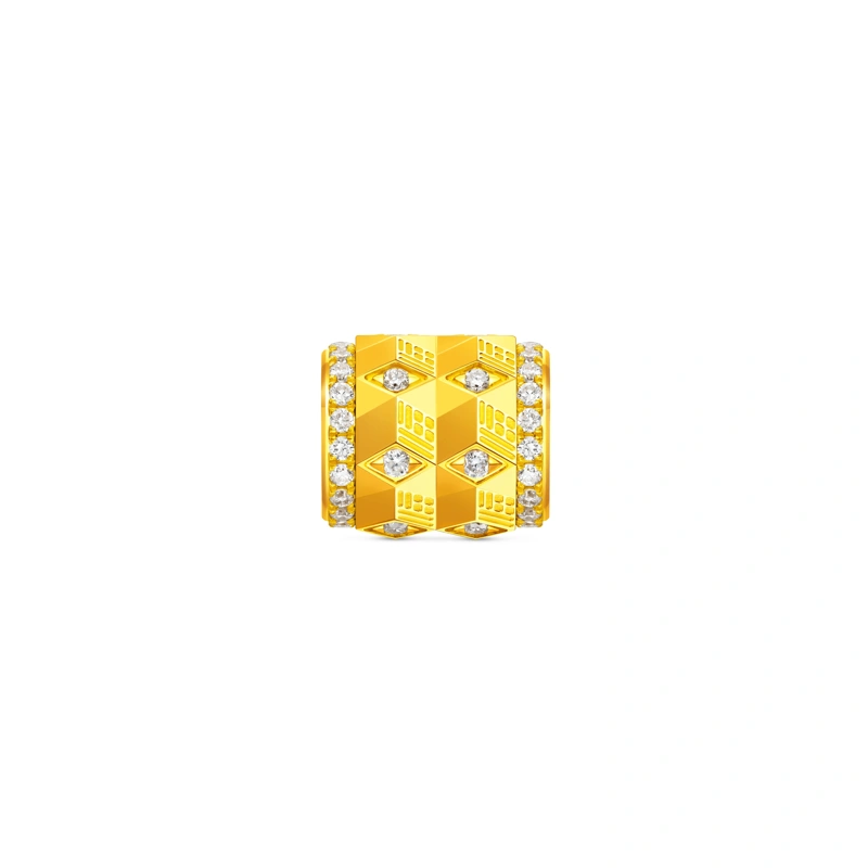 小福環999足金鑲天然鑽石吊墜