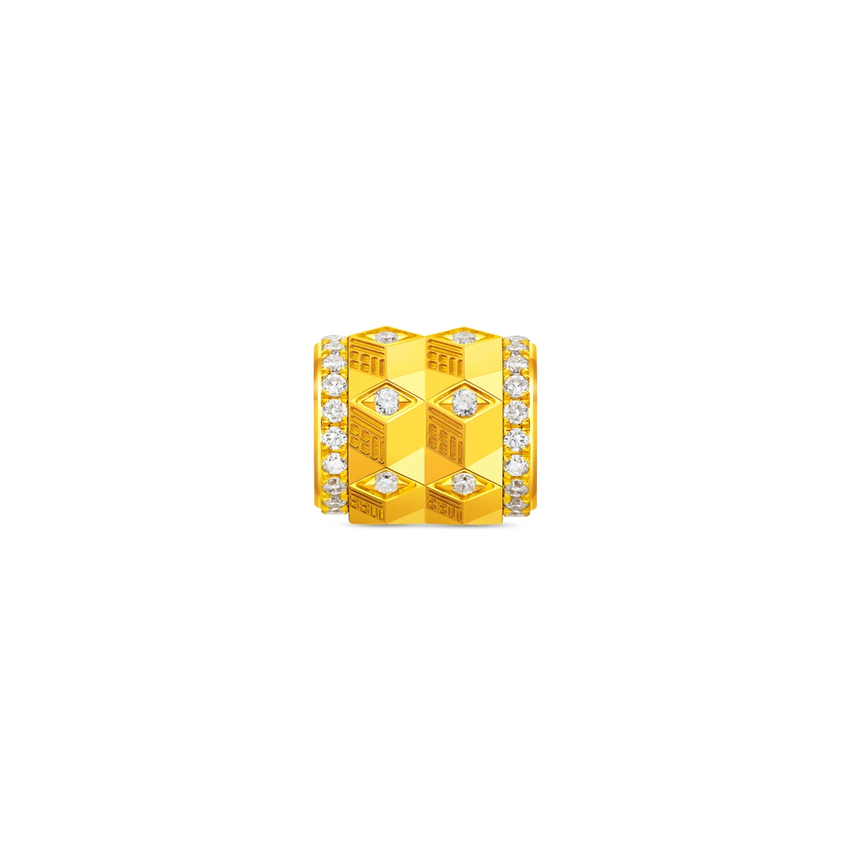 小福環999足金鑲天然鑽石吊墜