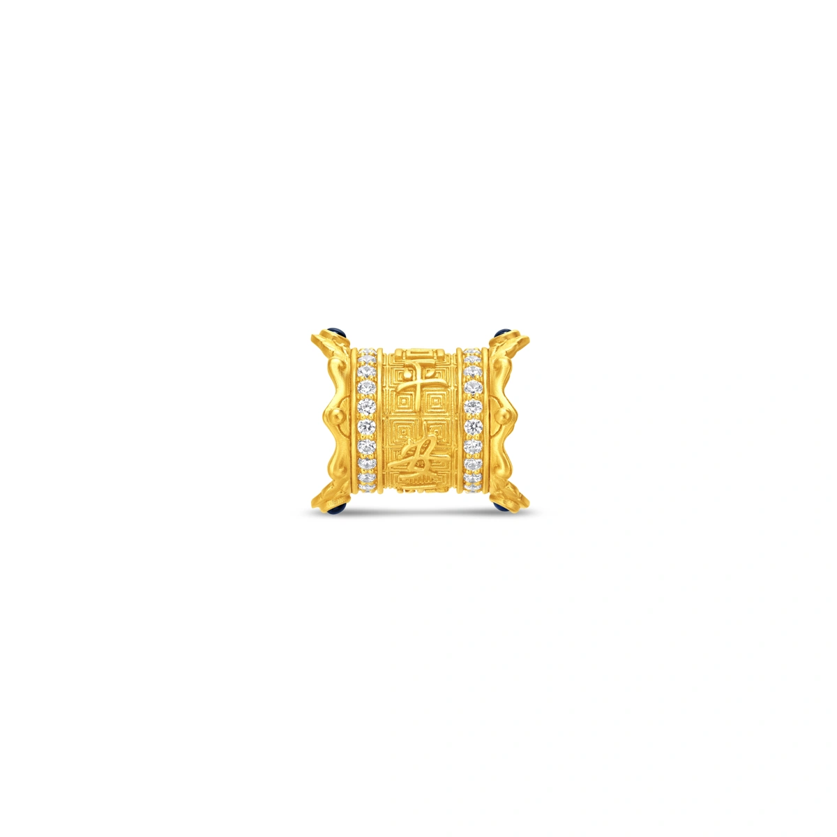 平安兩字金999足金鑲天然鑽石吊墜