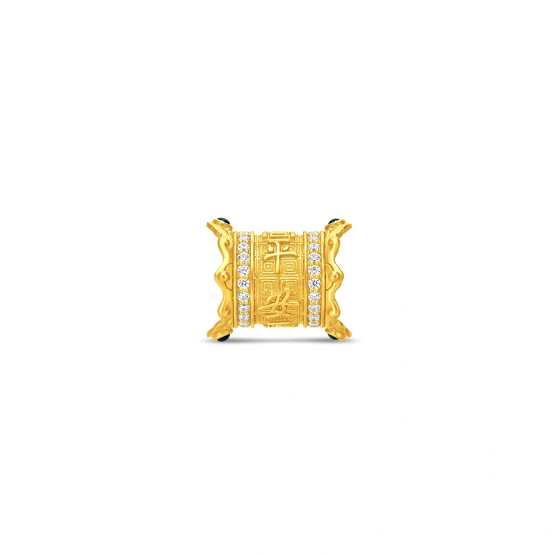 平安兩字金999足金鑲天然鑽石吊墜