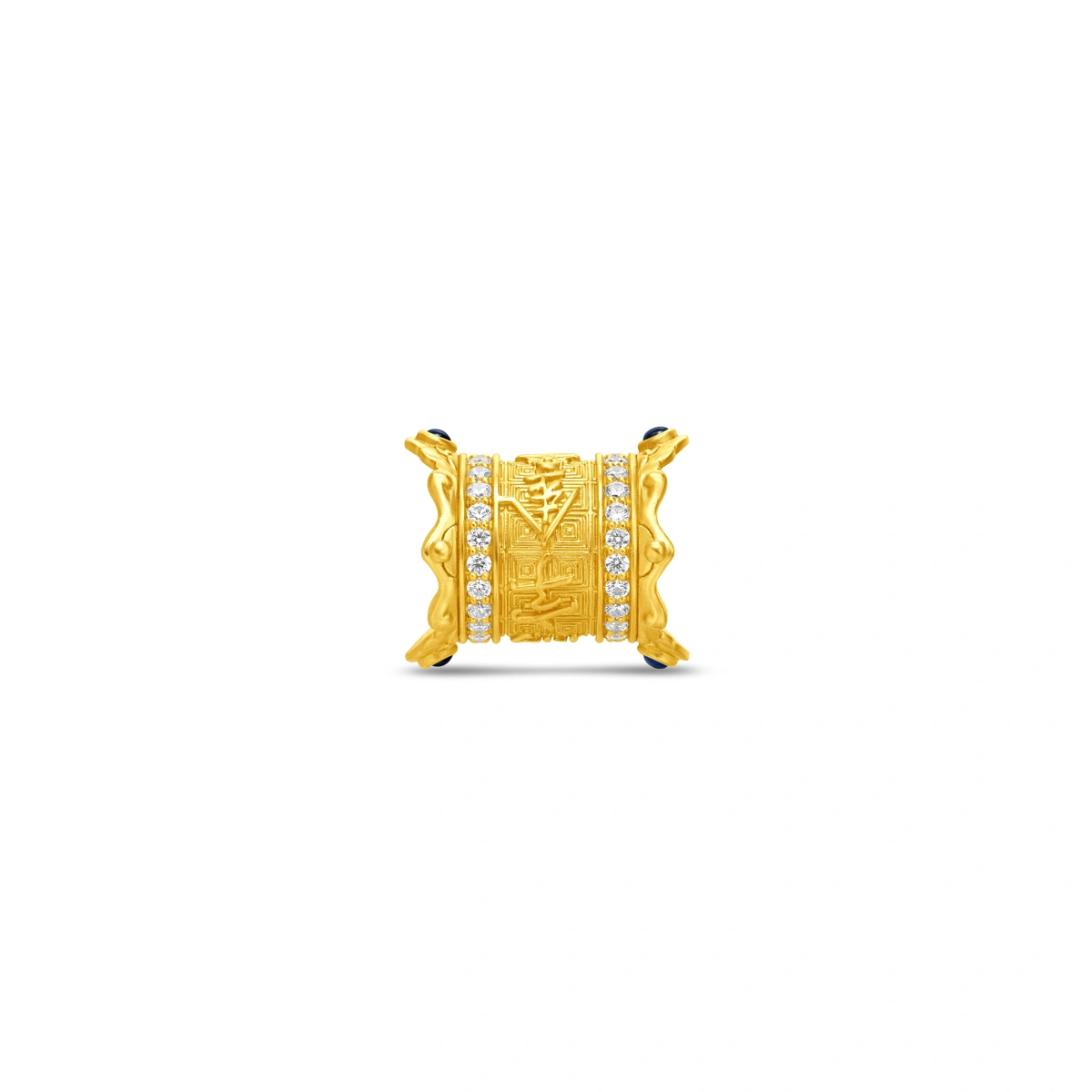 平安兩字金999足金鑲天然鑽石吊墜