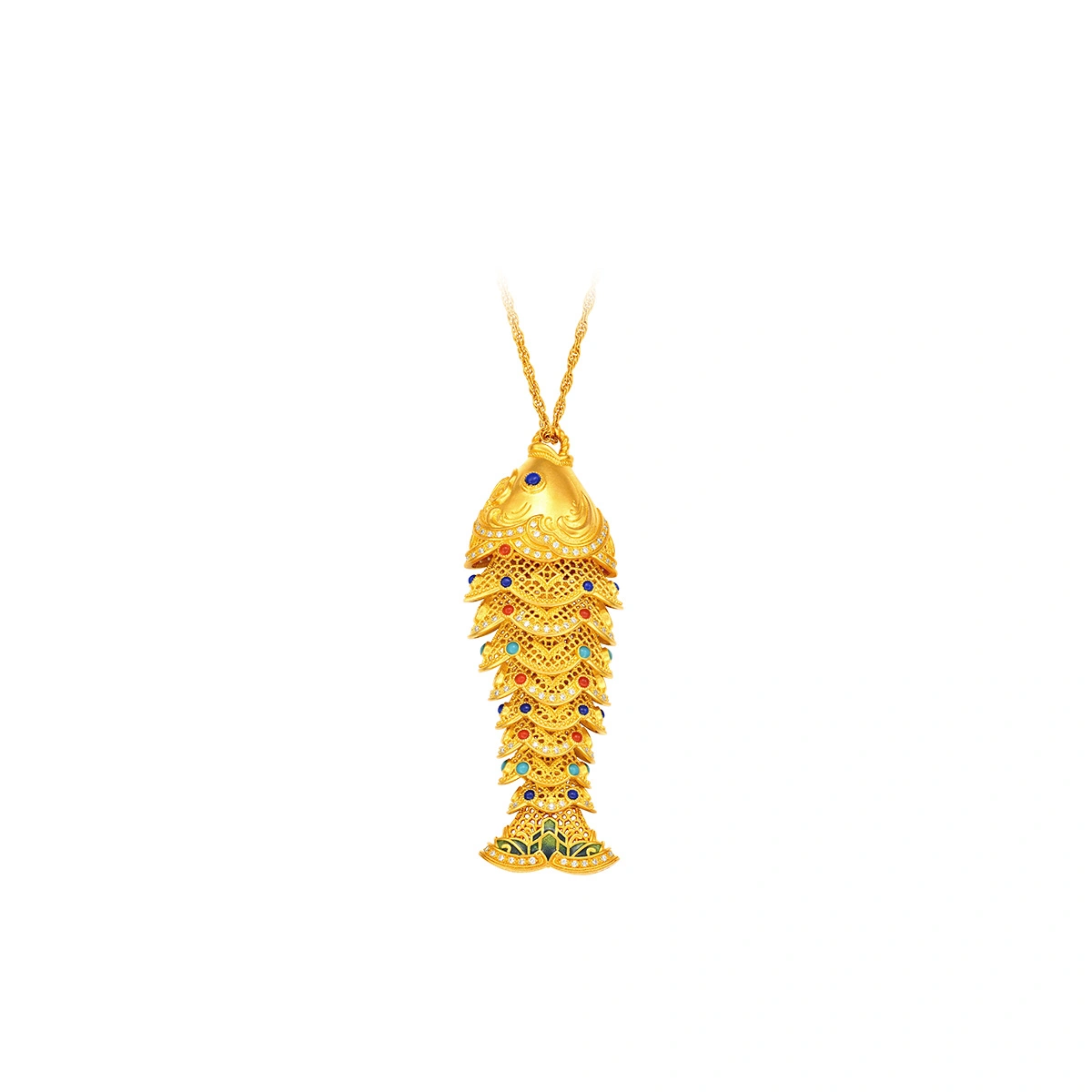 Fish-shaped 999 Gold Diamond necklace