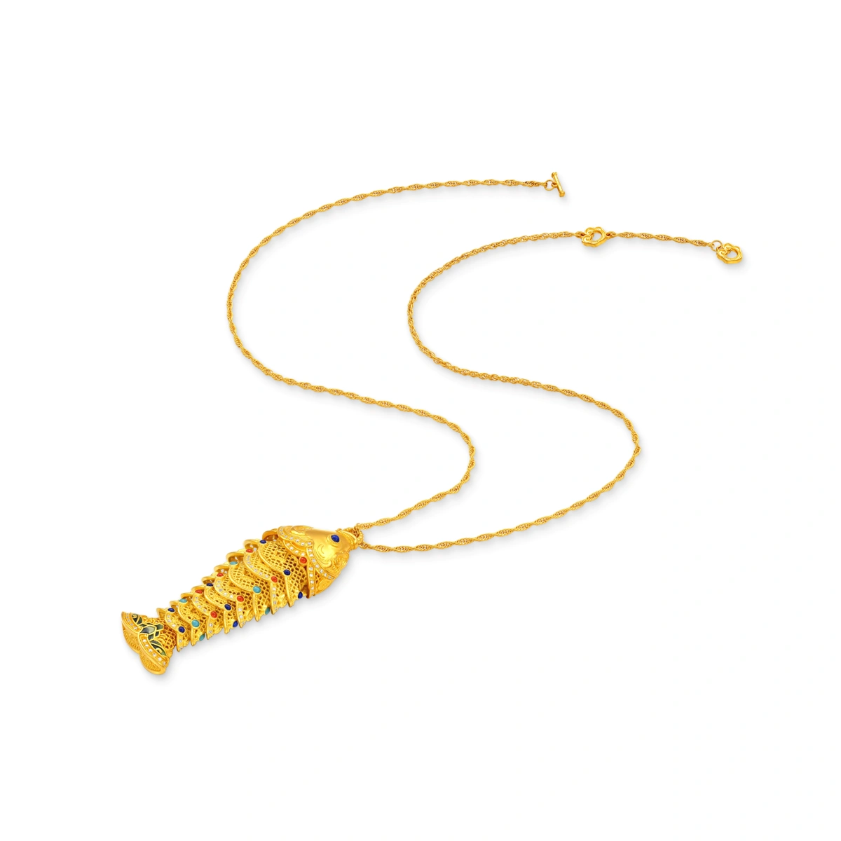 Fish-shaped 999 Gold Diamond necklace