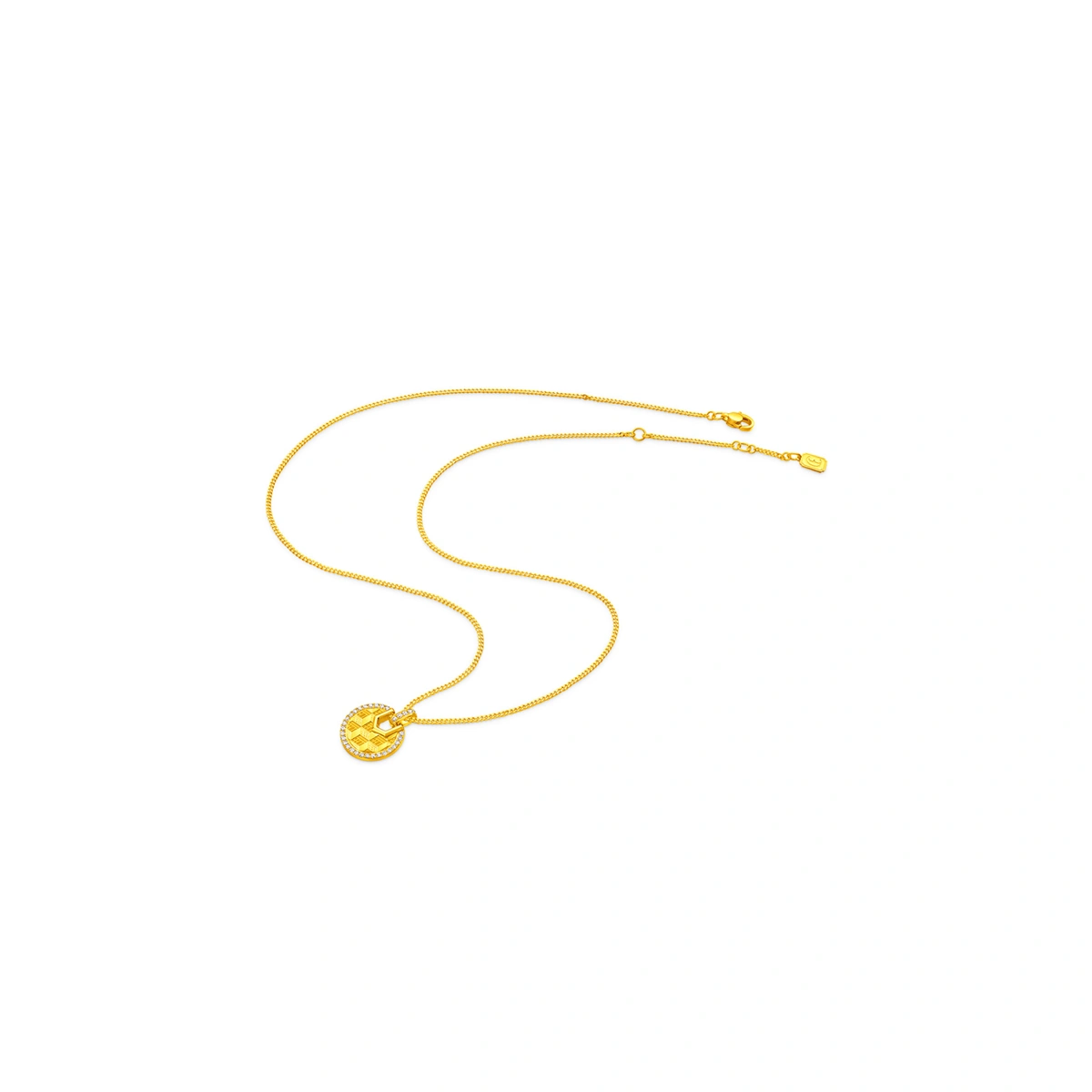 福字999足金鑲天然鑽石頸鏈