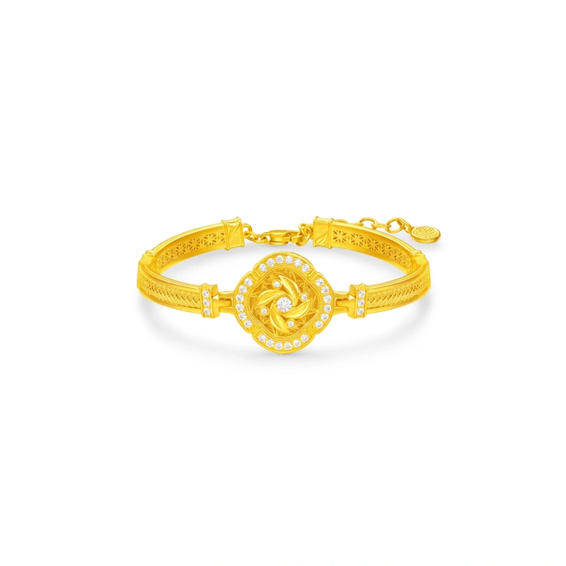 999 Gold Diamond bangle