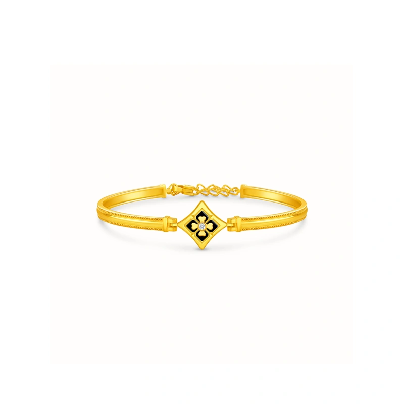 999足金鑲天然鑽石手鐲