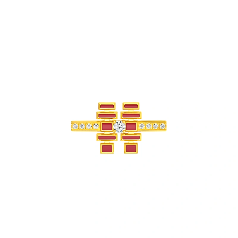 喜字999足金鑲天然鑽石精品錶帶配飾