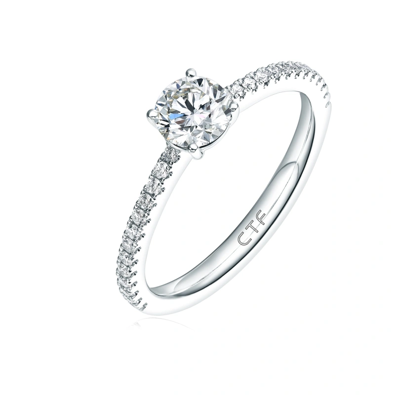 18K/750白色黃金鑲天然鑽石戒指