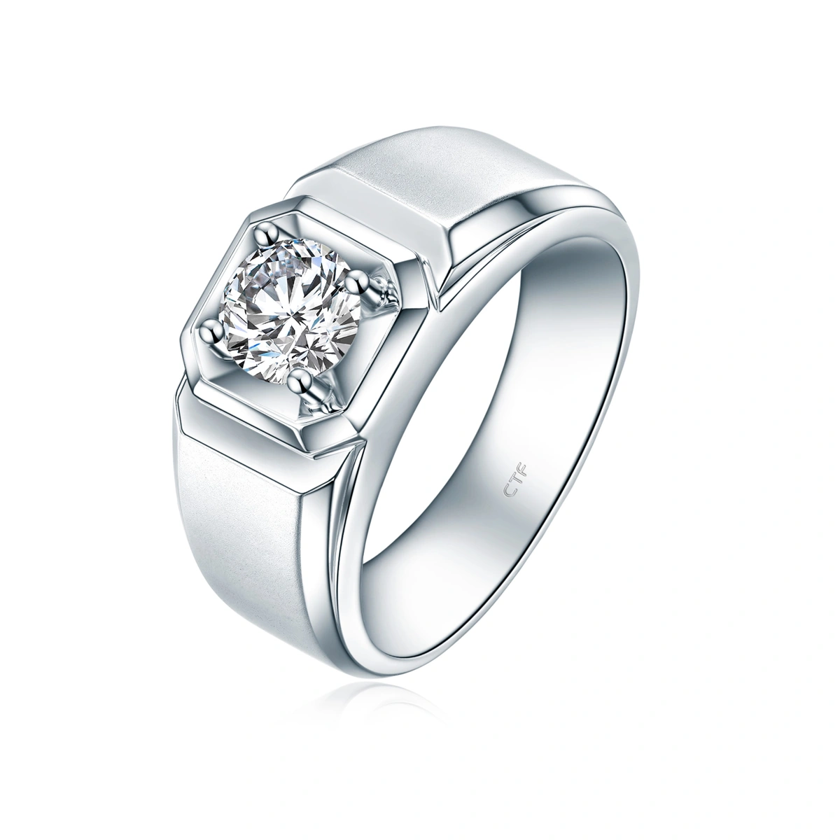 18K/750白色黃金鑲天然鑽石戒指