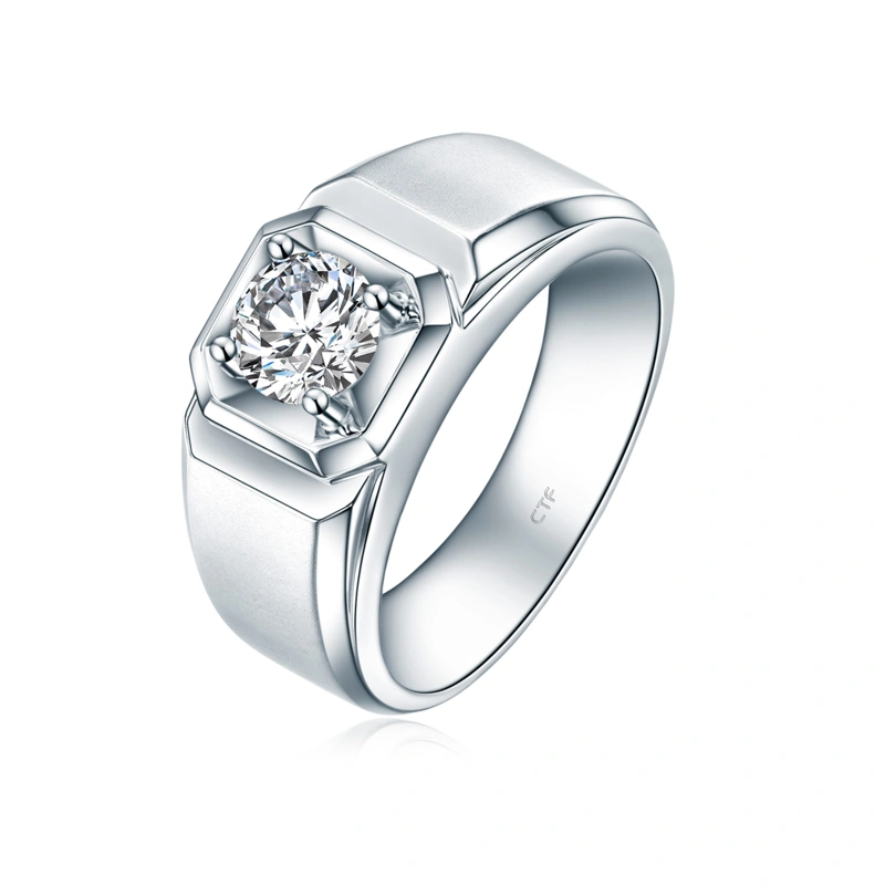 18K/750白色黃金鑲天然鑽石戒指