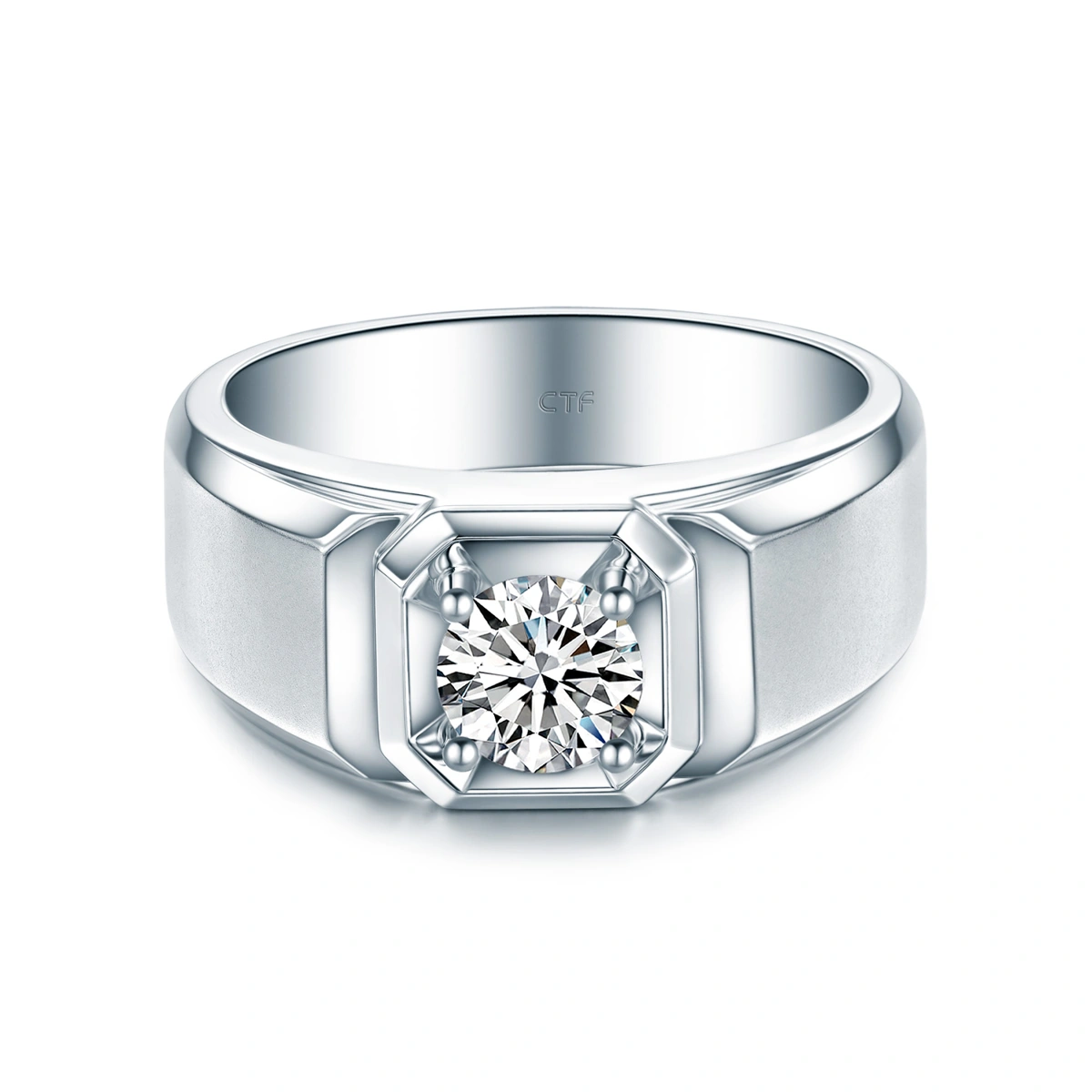 18K/750白色黃金鑲天然鑽石戒指