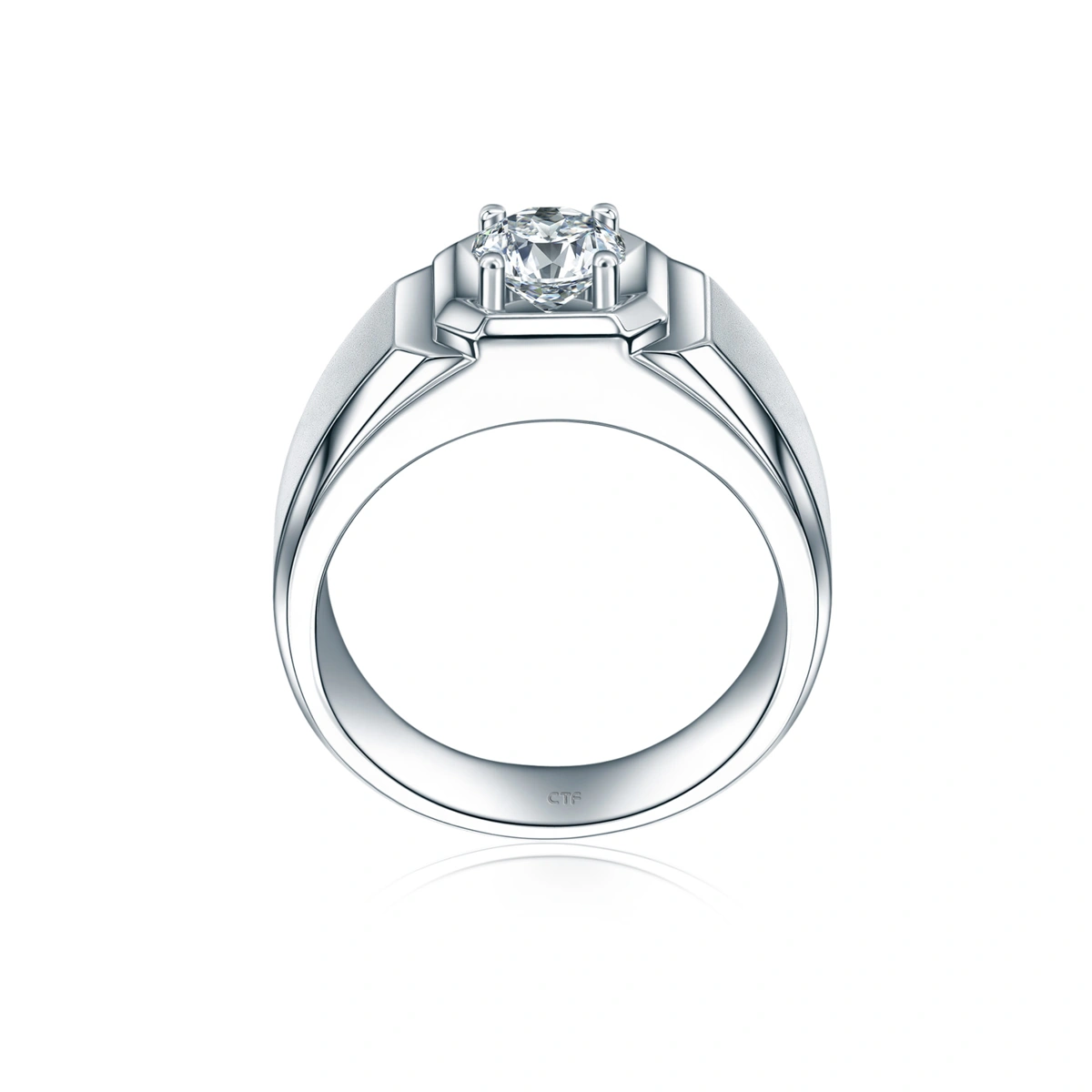 18K/750白色黃金鑲天然鑽石戒指