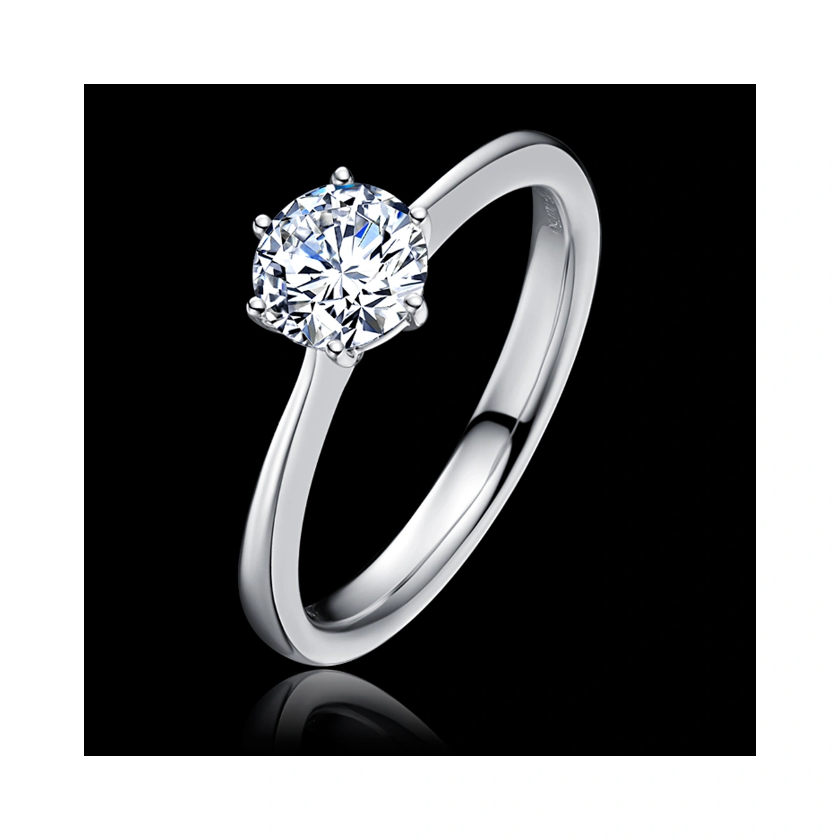 18K/750白色黃金鑲天然鑽石戒指