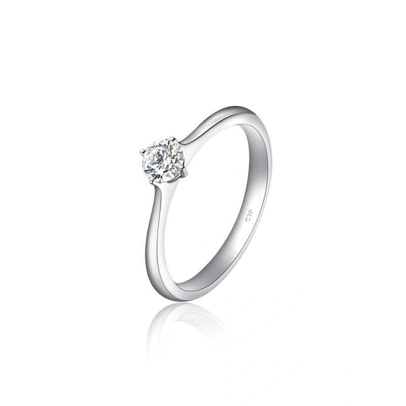 18K/750白色黃金鑲天然鑽石戒指