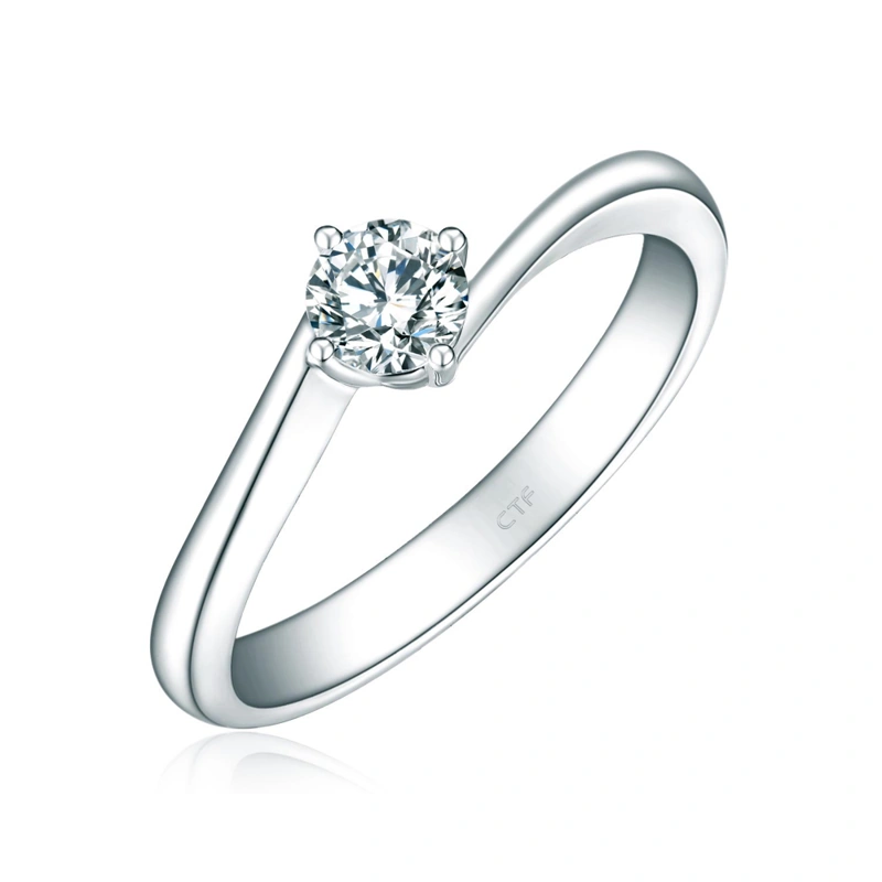 18K/750白色黃金鑲天然鑽石戒指