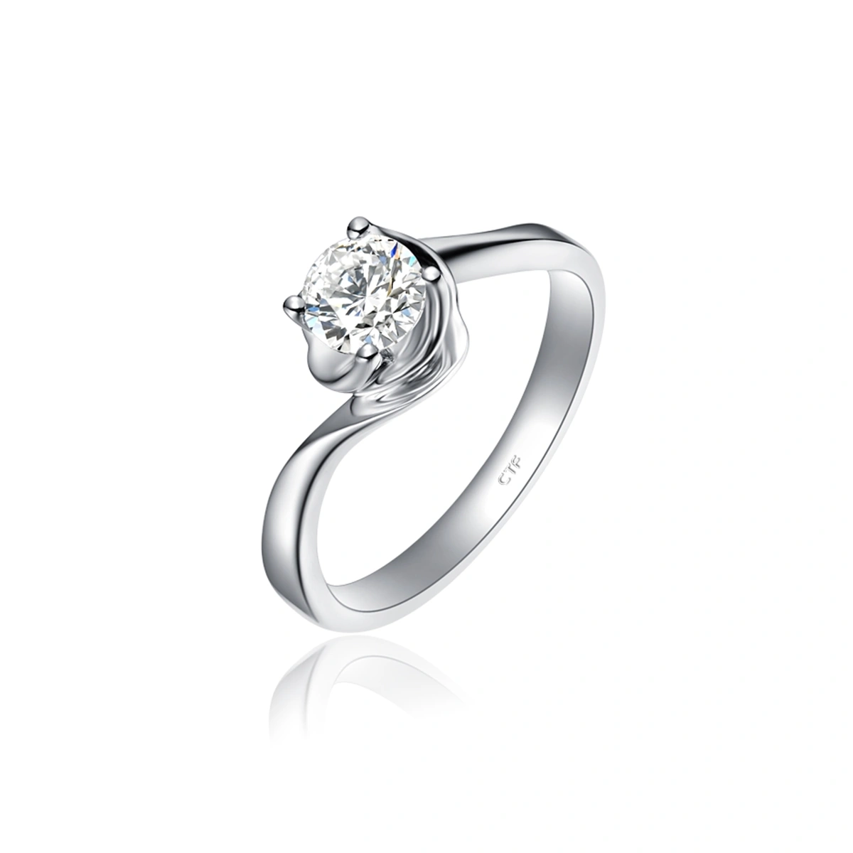 18K/750白色黃金鑲天然鑽石戒指