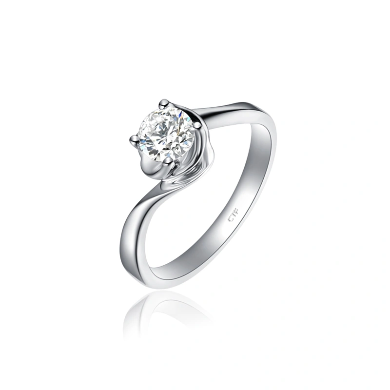 18K/750白色黃金鑲天然鑽石戒指