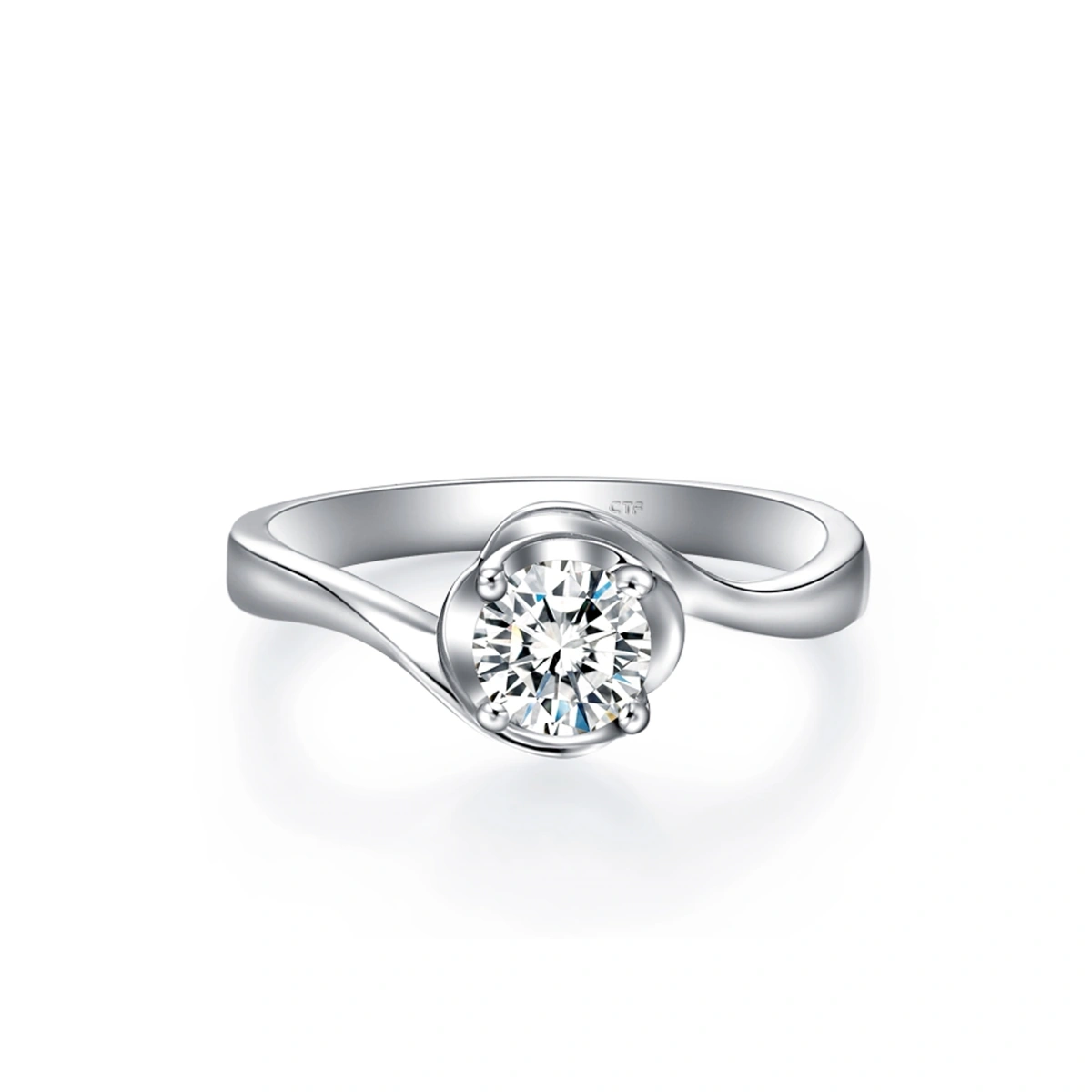 18K/750白色黃金鑲天然鑽石戒指