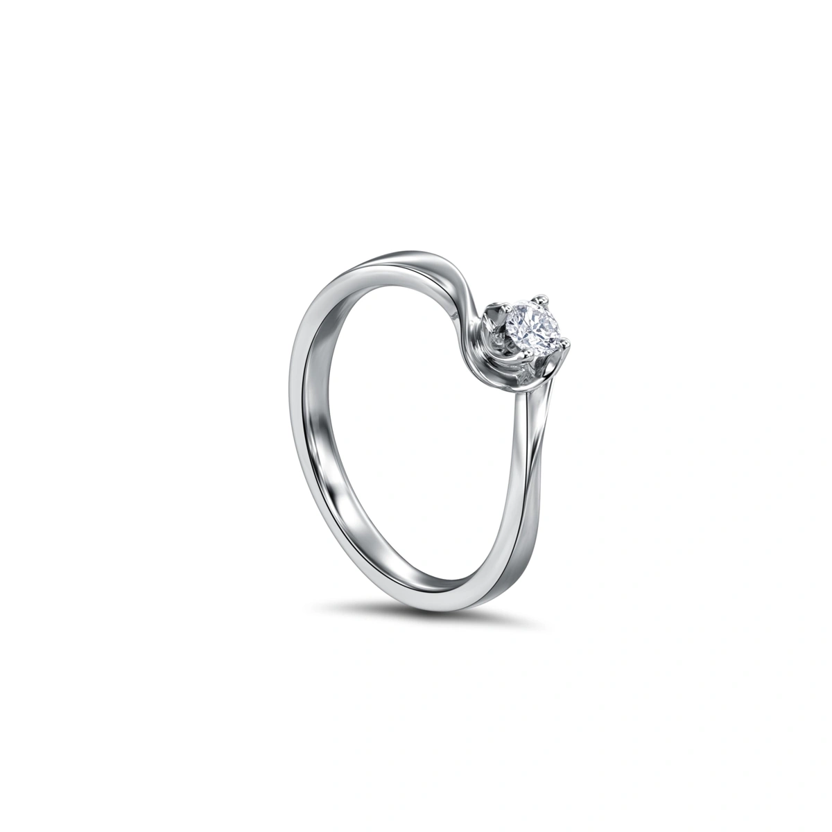 18K/750白色黃金鑲天然鑽石戒指