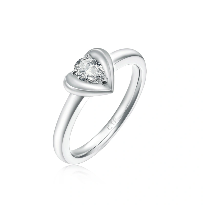 18K/750白色黃金鑲天然鑽石戒指