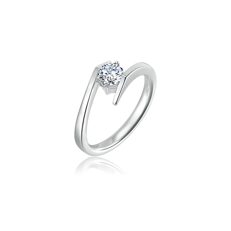 18K/750白色黃金鑲天然鑽石戒指