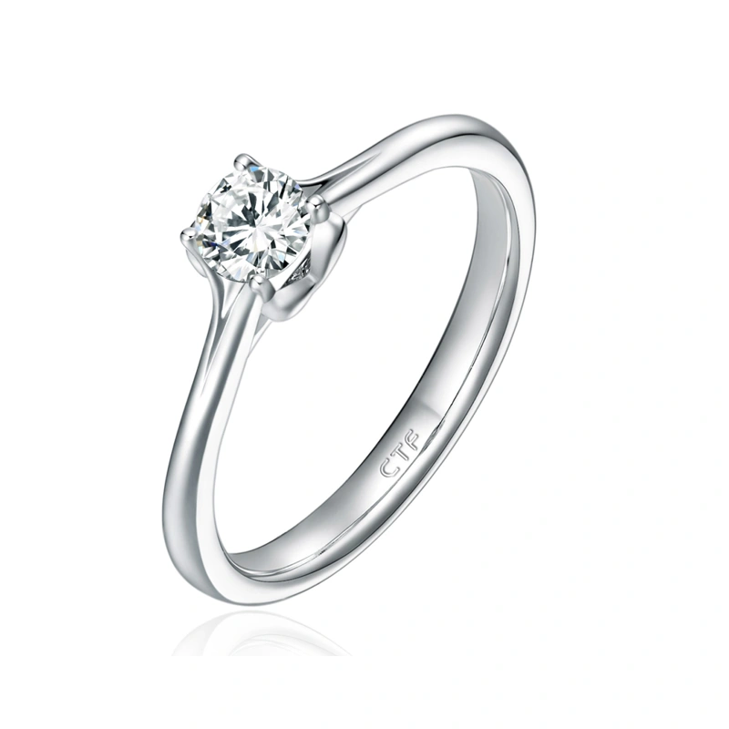 18K/750白色黃金鑲天然鑽石戒指