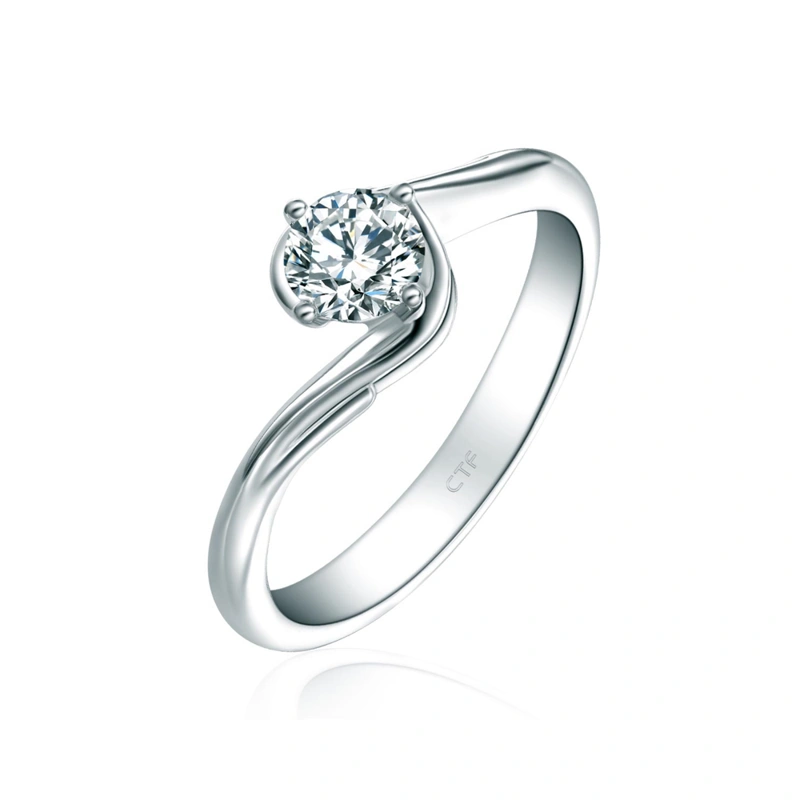 18K/750白色黃金鑲天然鑽石戒指