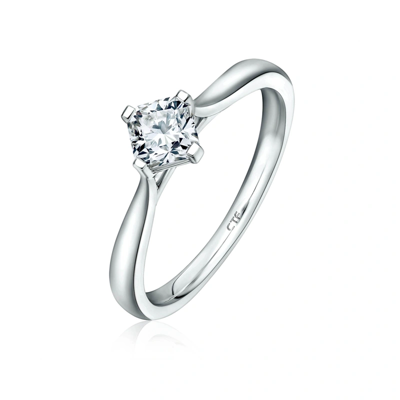 Pt950鉑金鑲天然鑽石戒指