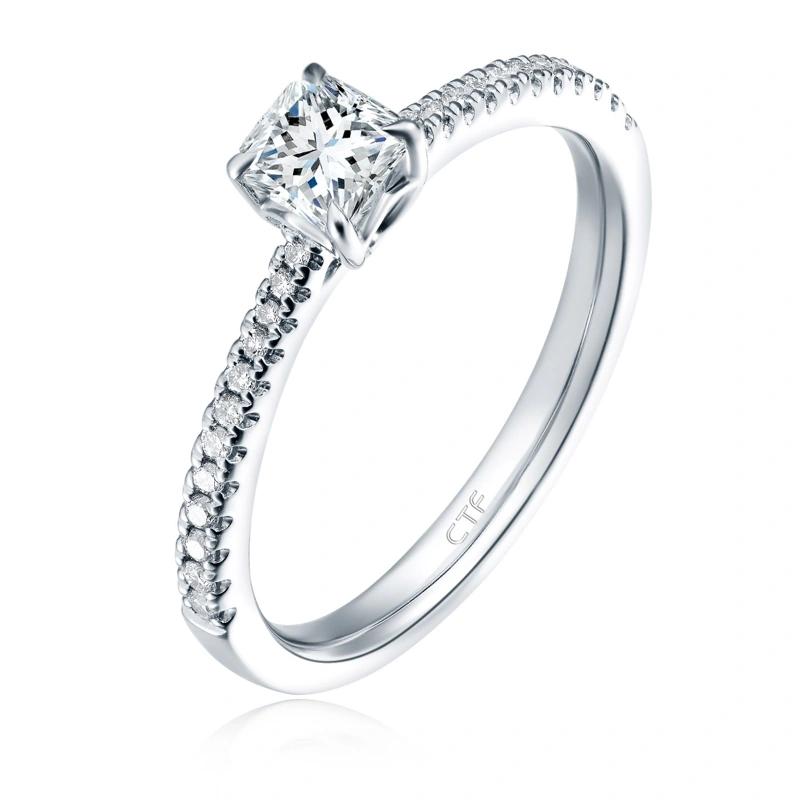 Pt950鉑金鑲天然鑽石戒指