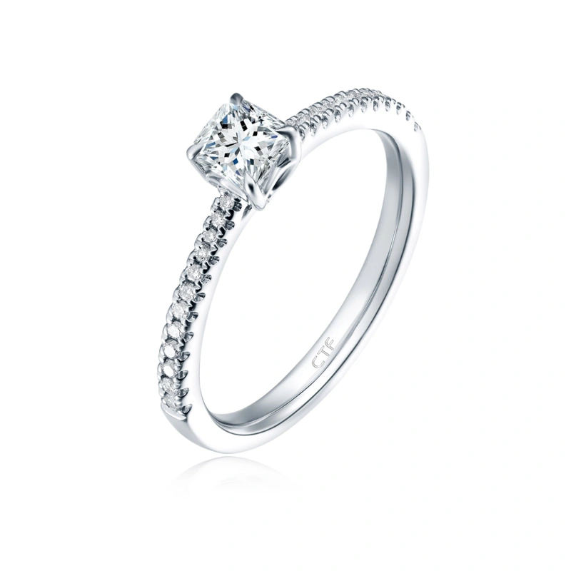 Pt950鉑金鑲天然鑽石戒指