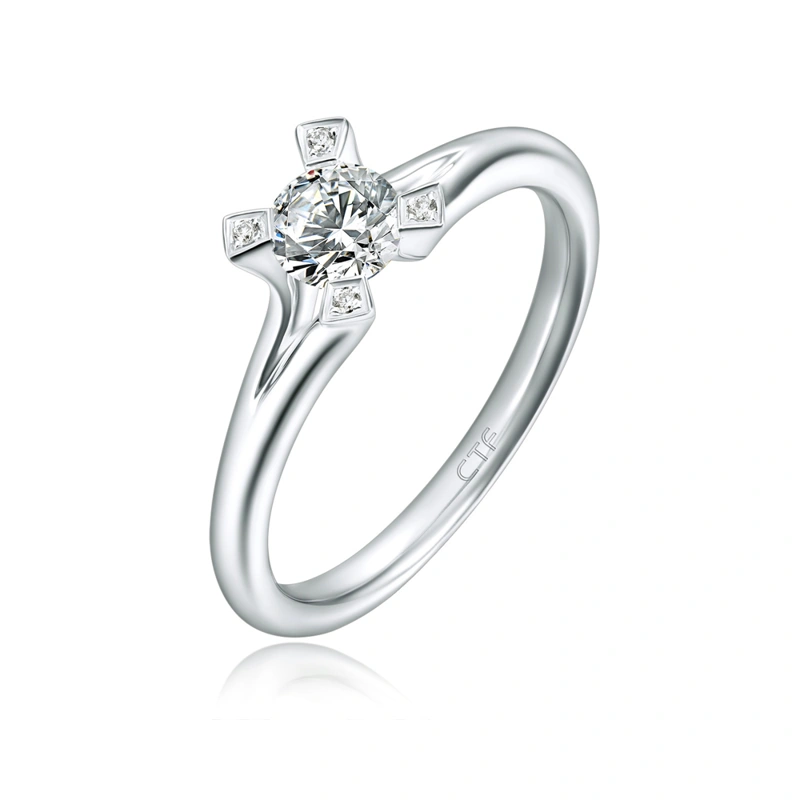 18K/750玫瑰色黃金鑲天然鑽石戒指