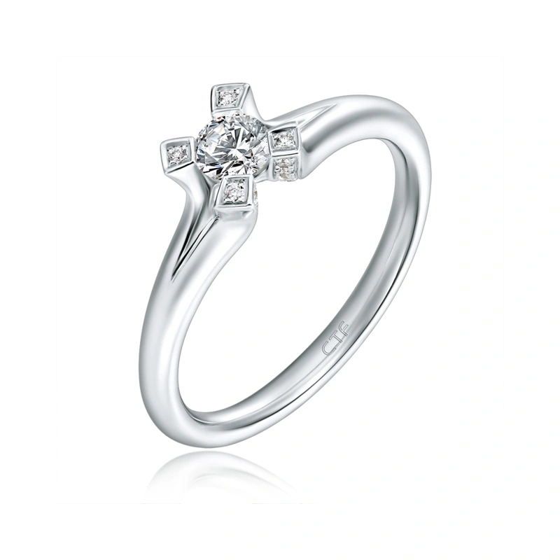 18K/750玫瑰色黃金鑲天然鑽石戒指