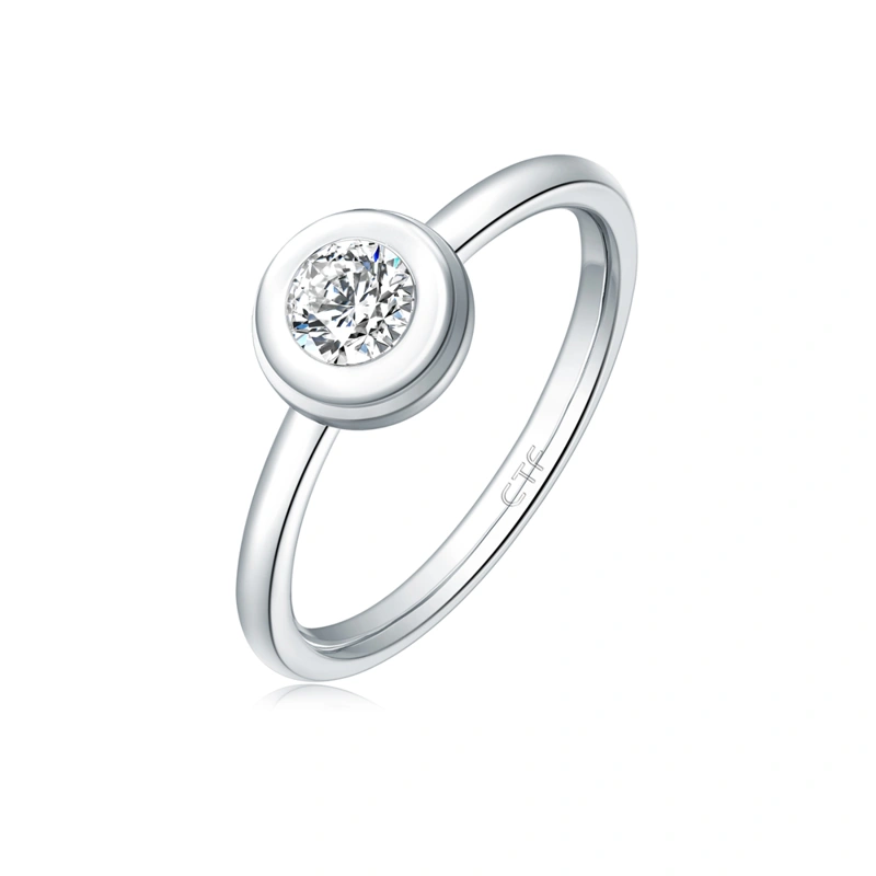 18K/750白色黃金鑲天然鑽石戒指