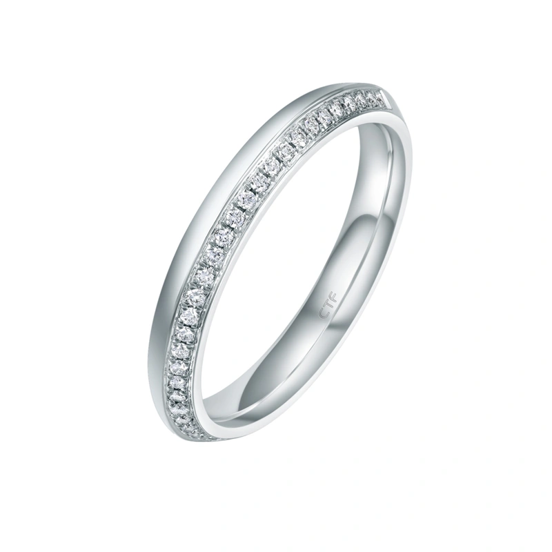 Pt950鉑金鑲天然鑽石戒指