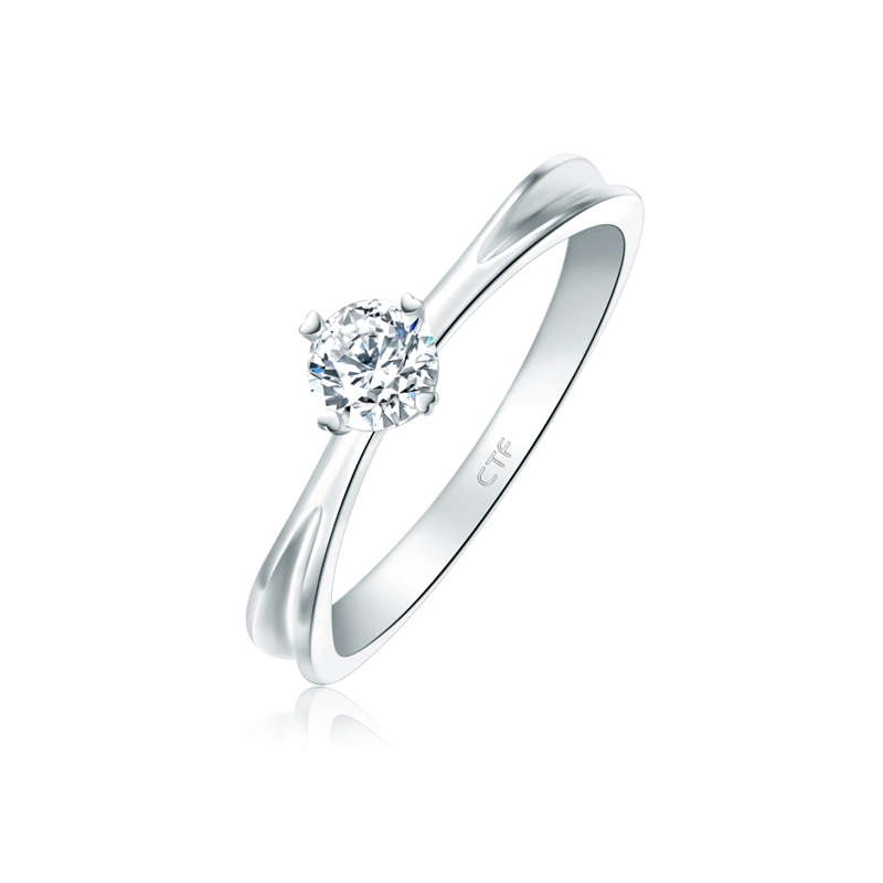 18K/750白色黃金鑲天然鑽石戒指