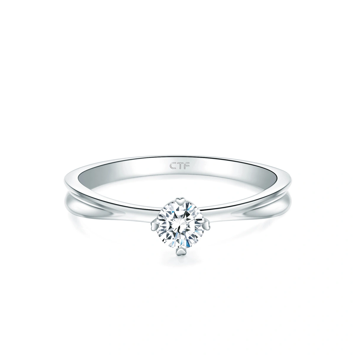 18K/750白色黃金鑲天然鑽石戒指