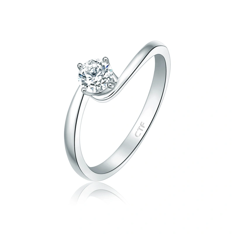 18K/750白色黃金鑲天然鑽石戒指