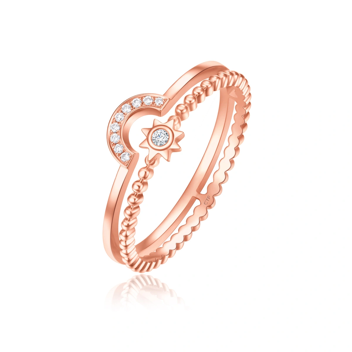 白日‧夢系列 - 18K/750玫瑰色黃金鑲天然鑽石戒指