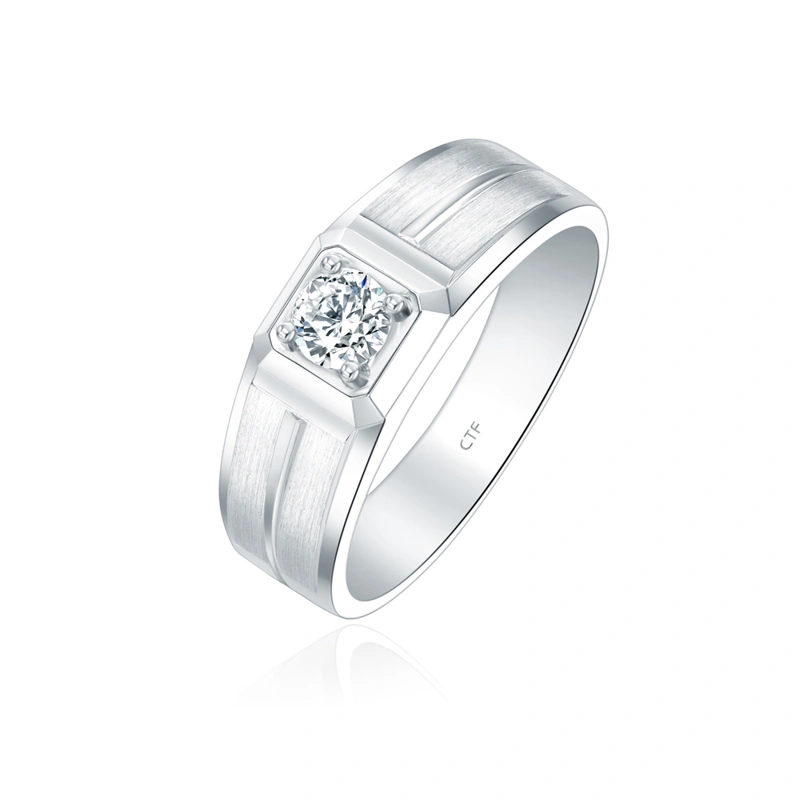 18K/750白色黃金鑲天然鑽石戒指